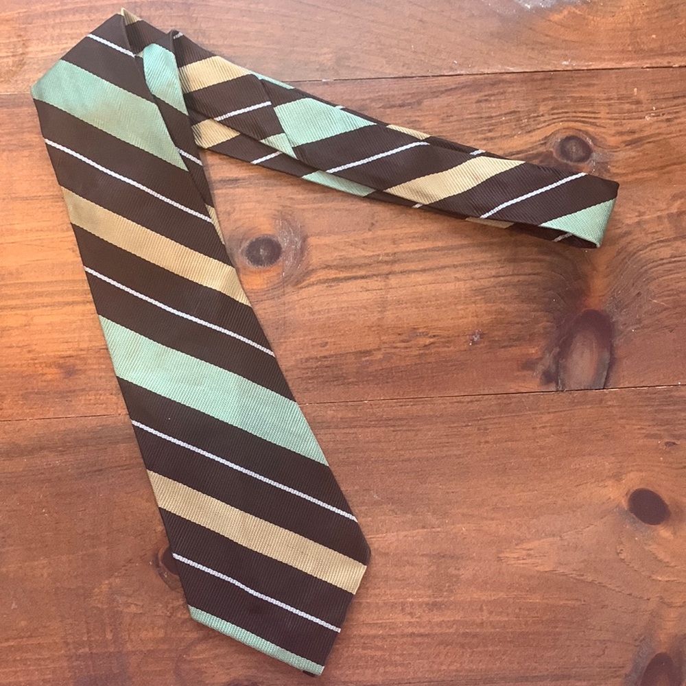 Striped Brown and Green Tie